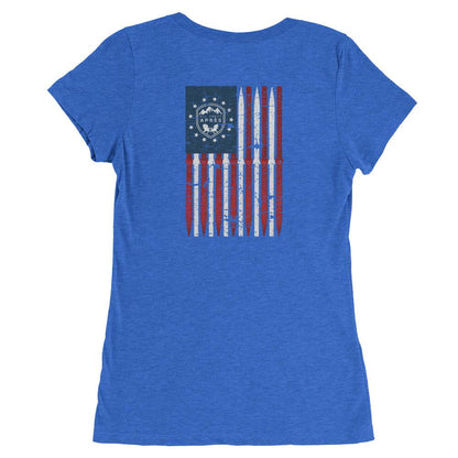 Distressed American Flag Ladies' Après Ski T-Shirt - All About Apres Ski